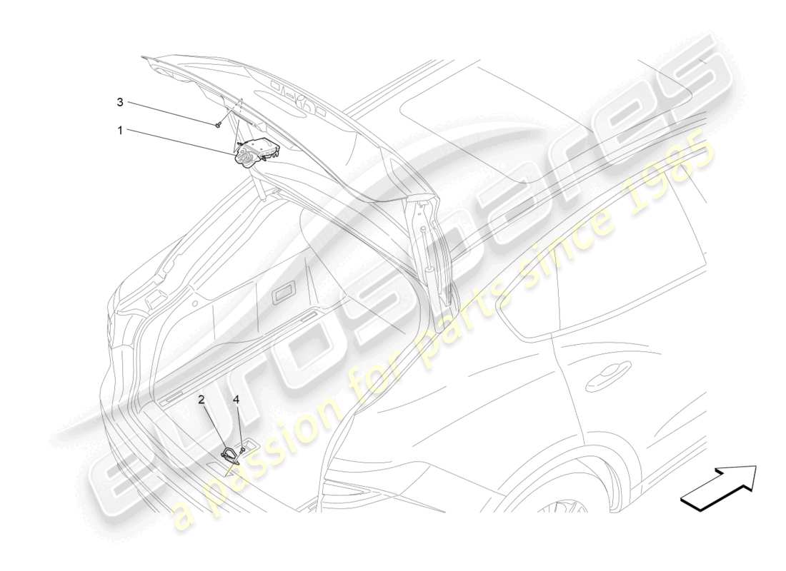 maserati levante modena s (2022) rear liftgate opening control diagrama de piezas