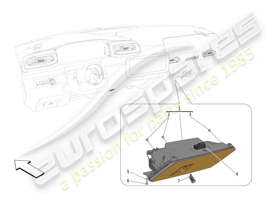 maserati mc20 (2023) diagrama de piezas de las guanteras