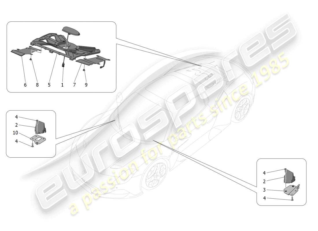 maserati mc20 (2022) sistema de recepción y conexión diagrama de piezas
