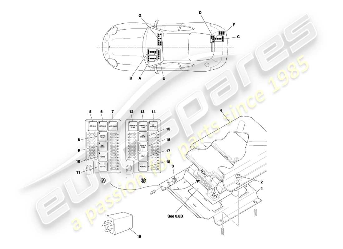 aston martin db7 vantage (2004) relés, vin 300556 en el diagrama de piezas