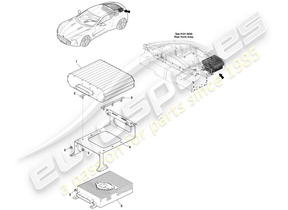 aston martin one-77 (2011) diagrama de piezas del amplificador