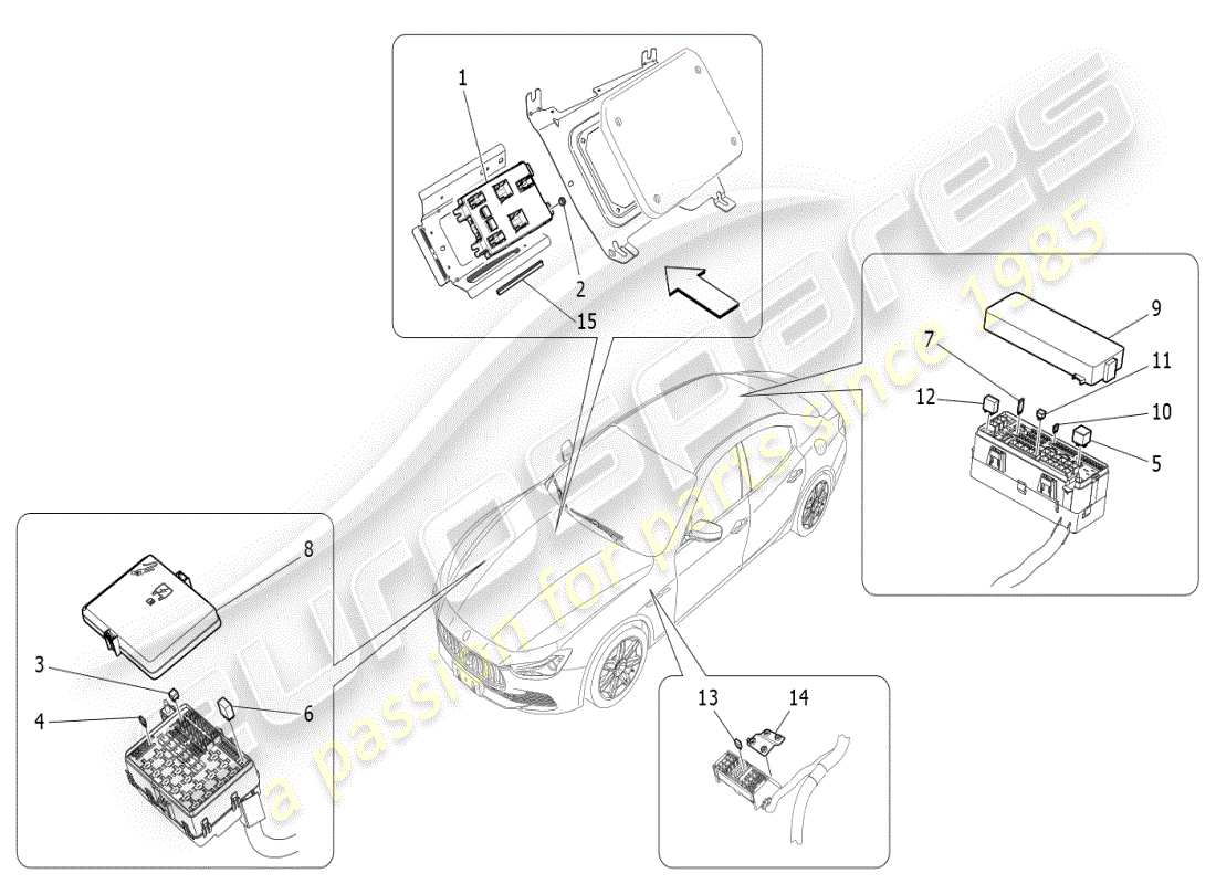un diagrama de piezas del catálogo de piezas maserati ghibli (2019)