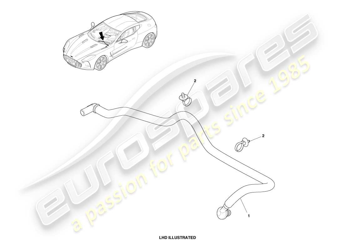 aston martin one-77 (2011) conjunto de manguera de vacío diagrama de piezas