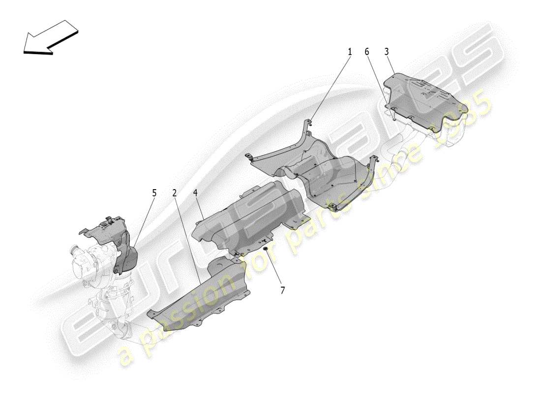 maserati grecale modena (2023) paneles aislantes térmicos diagrama de piezas