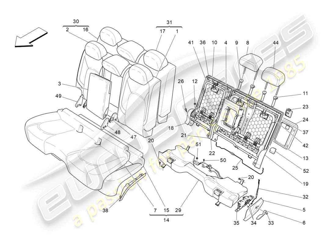 un diagrama de piezas del catálogo de piezas maserati levante tributo (2021)