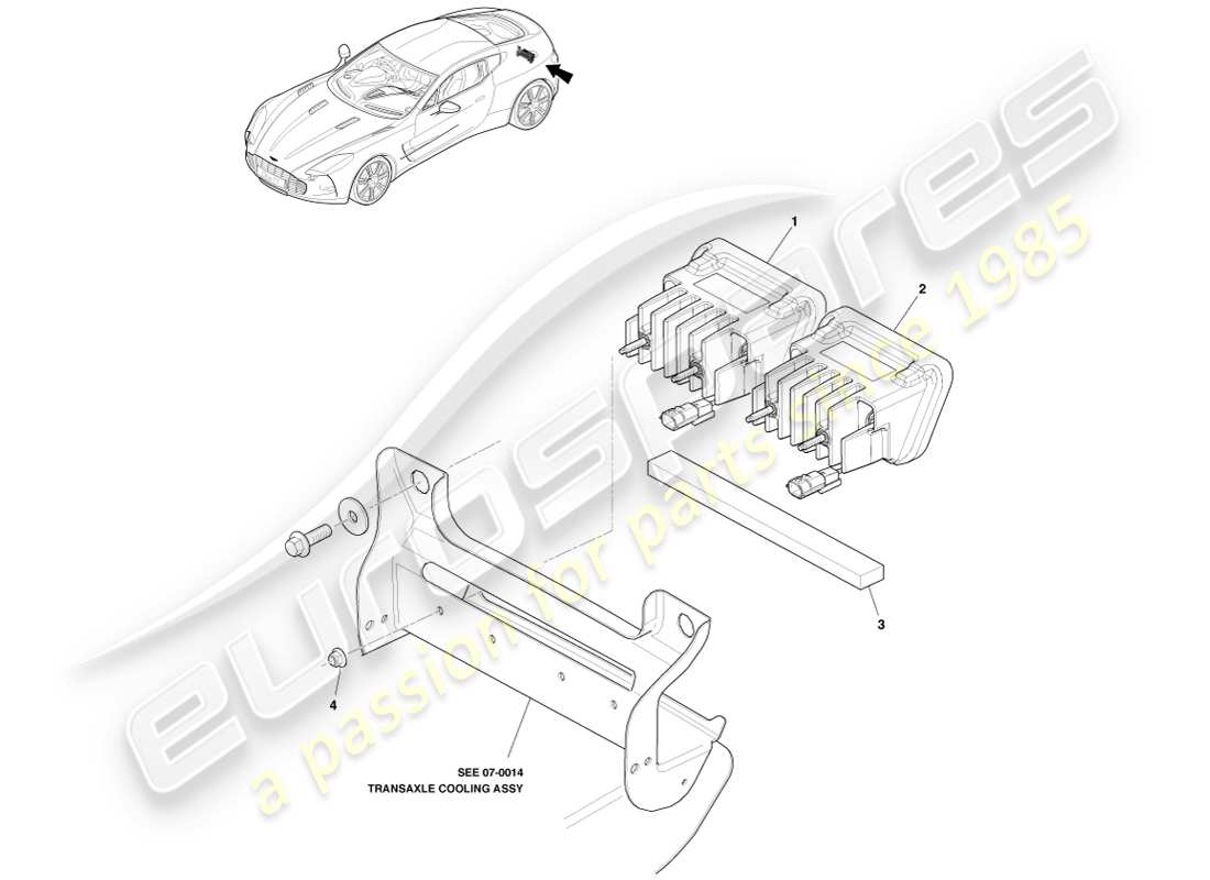 aston martin one-77 (2011) lámpara antiniebla y de marcha atrás diagrama de piezas