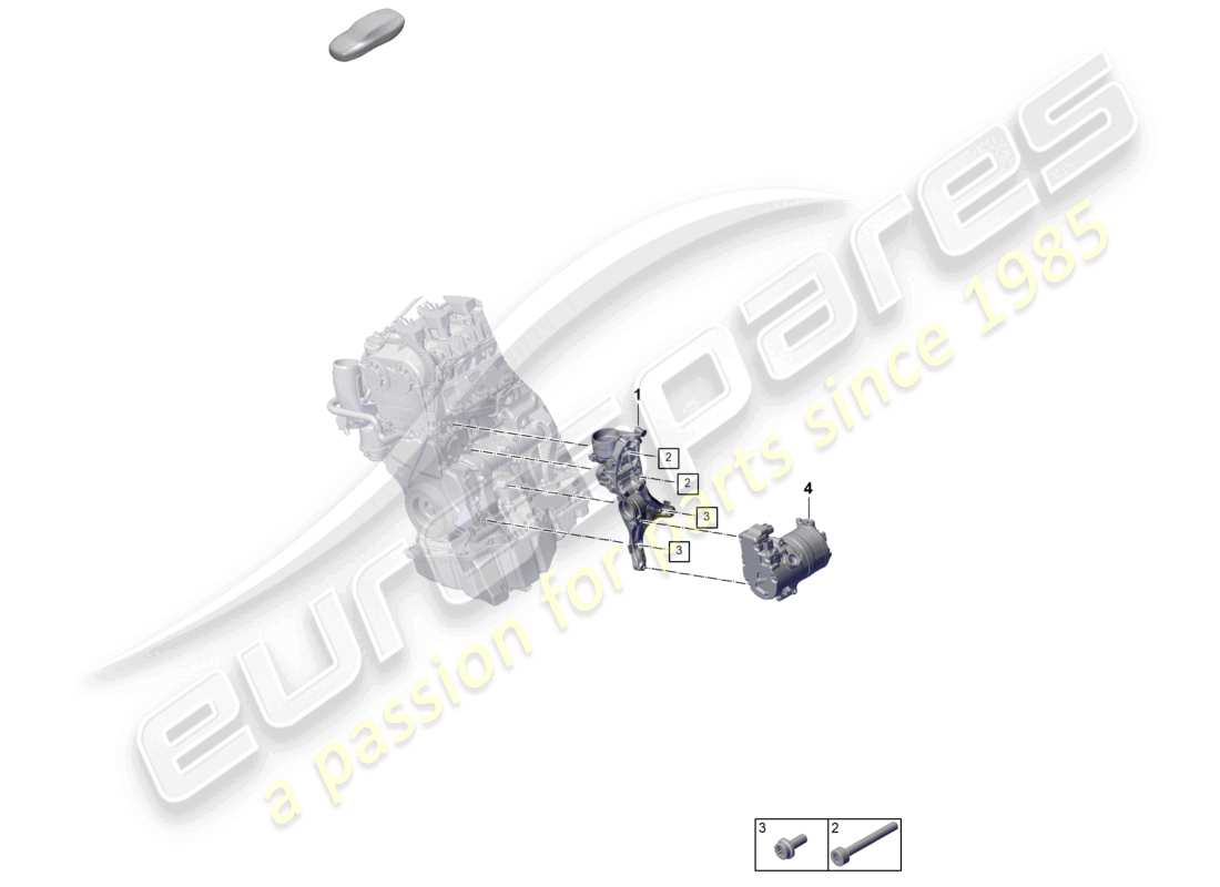 porsche 2023 (cayenne e3 pa) diagrama de piezas del amortiguador del tensor de correa de correa poli v