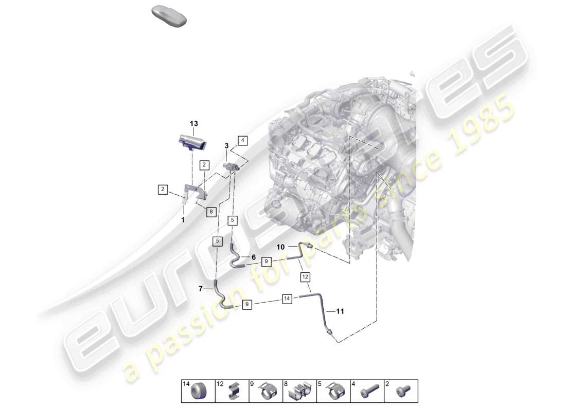 porsche 2023 (cayenne e3 pa) diagrama de piezas de la línea de control con sensor de diferencia de presión