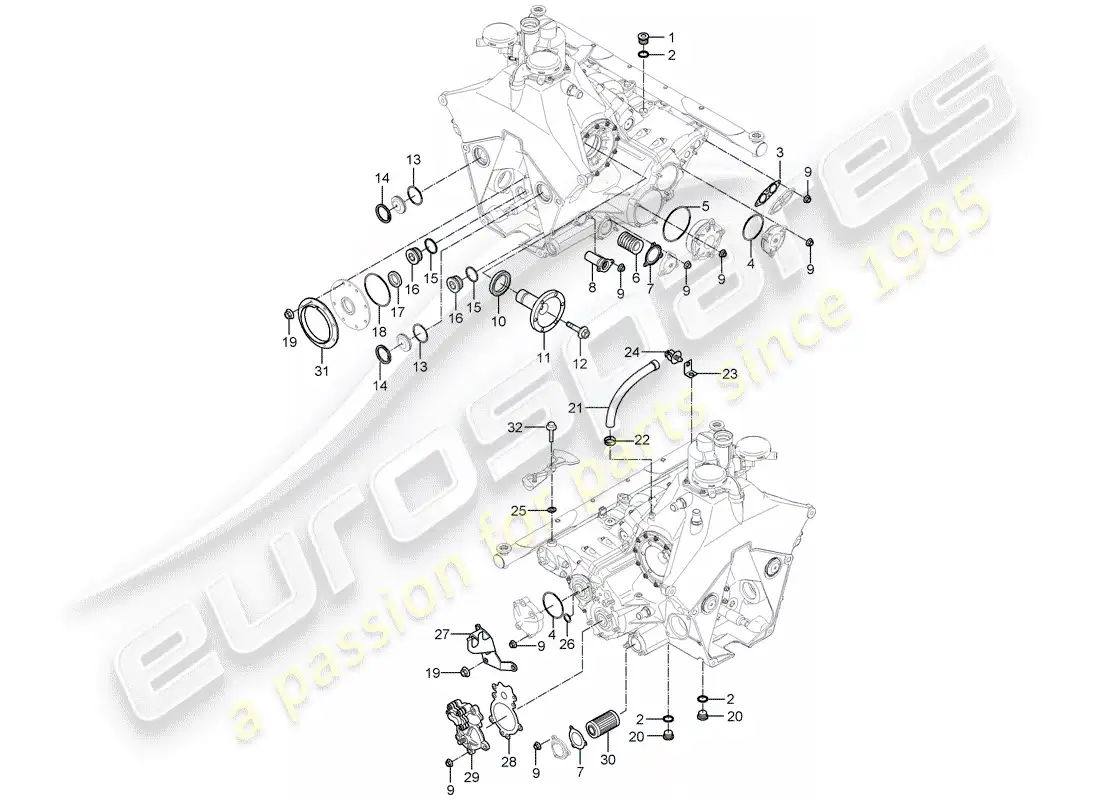 porsche 2005 (carrera gt) diagrama de piezas de la caja de transmisión
