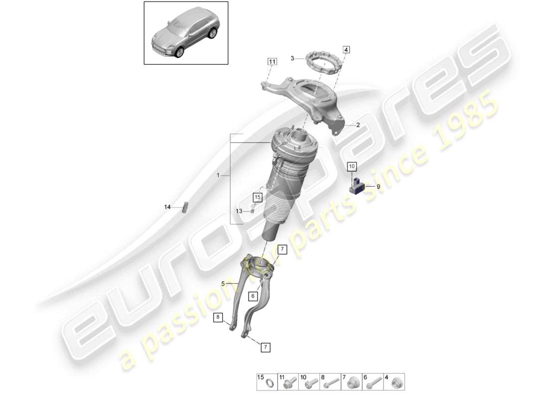 porsche 2023 (macan) diagrama de piezas de suspensión de aire