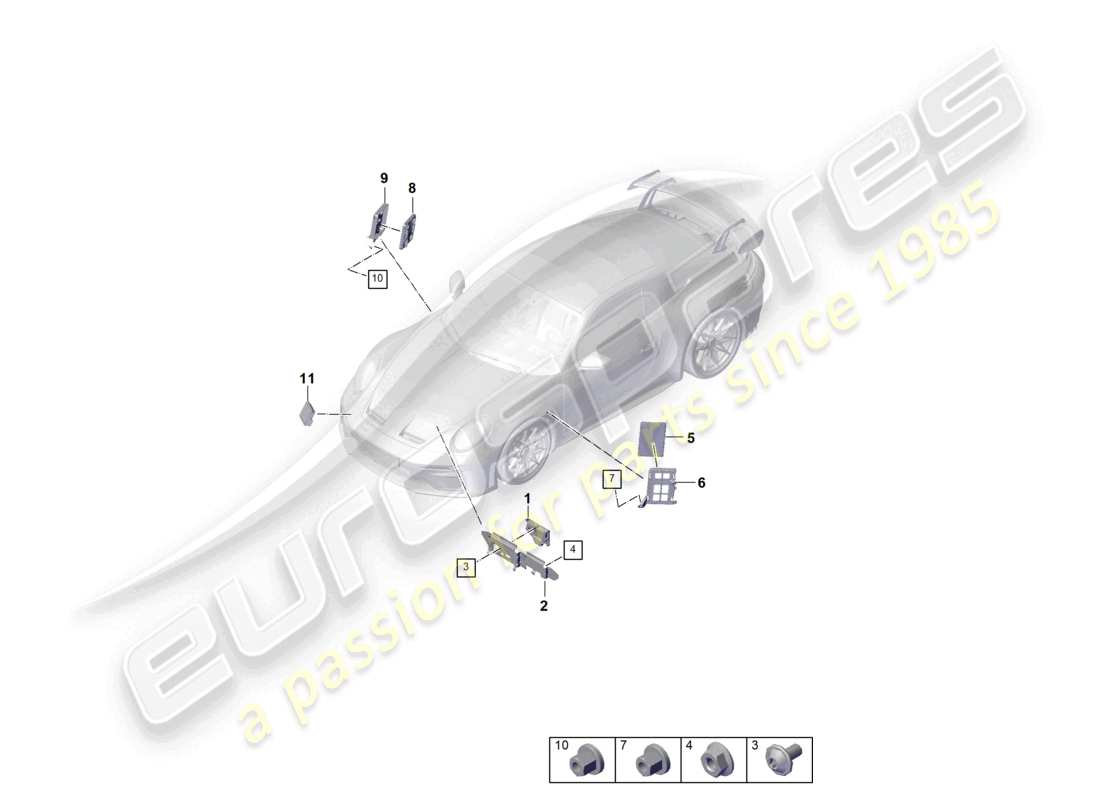 porsche 2025 (992-2 gt3) unidades de control unidad de control para sistemas de asistencia al conductor unidad de control para gestión térmica unidad de control (bcm) para sistema de conversión y fuente de alimentación ob unidad de control para apertura de puerta de garaje diagrama de piezas