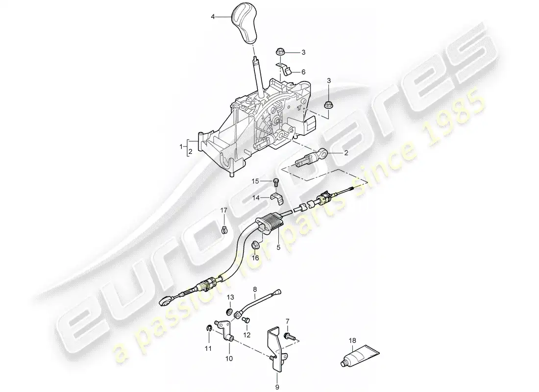 porsche 2007 (987 cayman) palanca selectora diagrama de piezas
