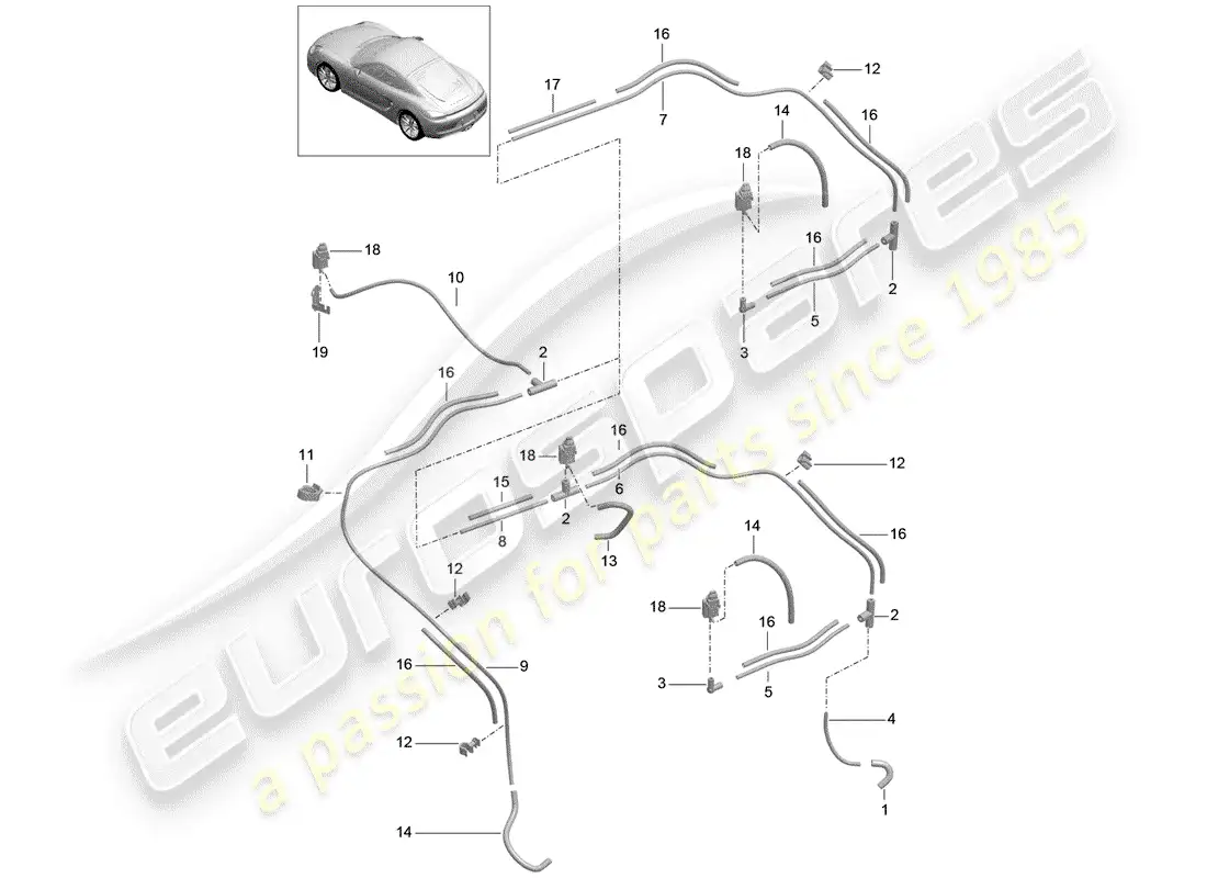 porsche 2014 (981 cayman) sistema de vacío diagrama de piezas