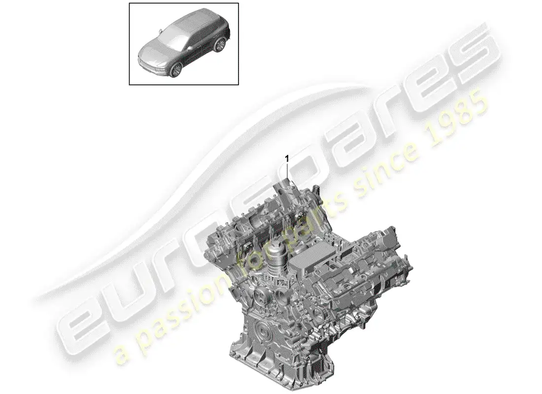 porsche 2018 (cayenne e3 9ya/9yb) bloque largo diagrama de piezas