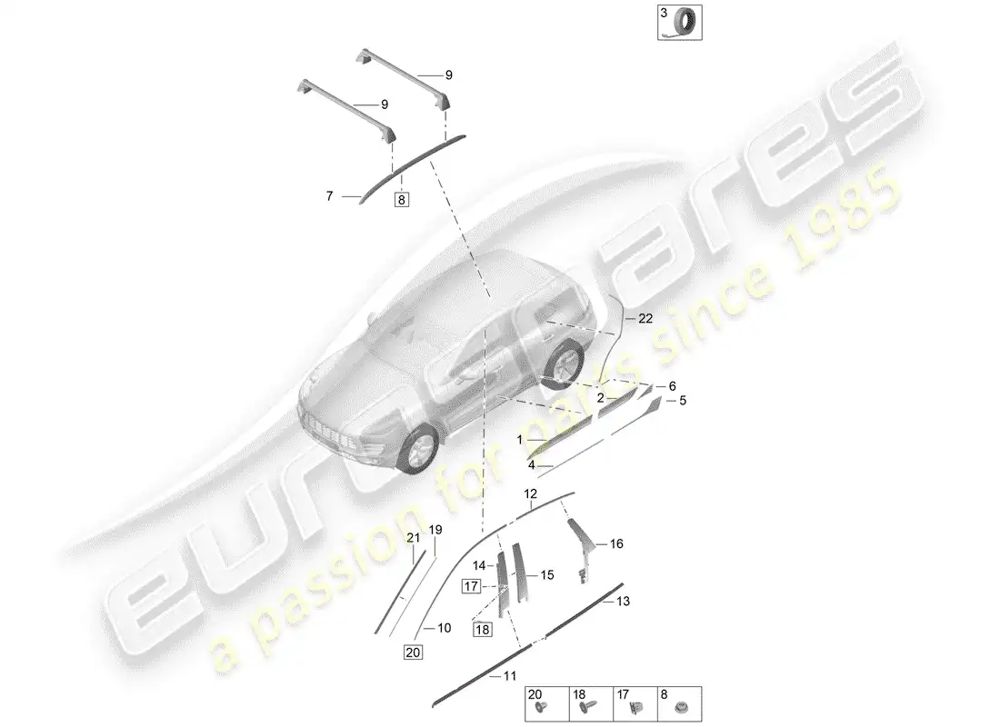 porsche 2019 (macan) bisel diagrama de piezas
