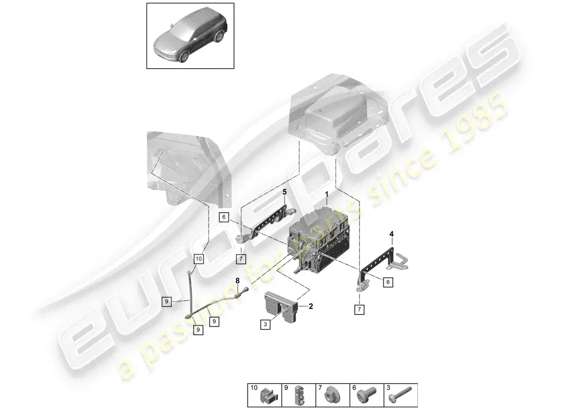 porsche 2018 (cayenne e3 9ya/9yb) electrónica de potencia y control- diagrama de piezas