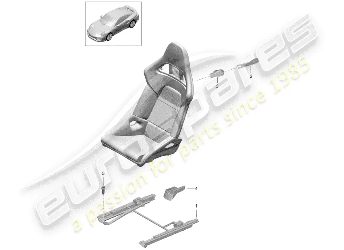 porsche 2019 (991-2 turbo) asiento diagrama de piezas