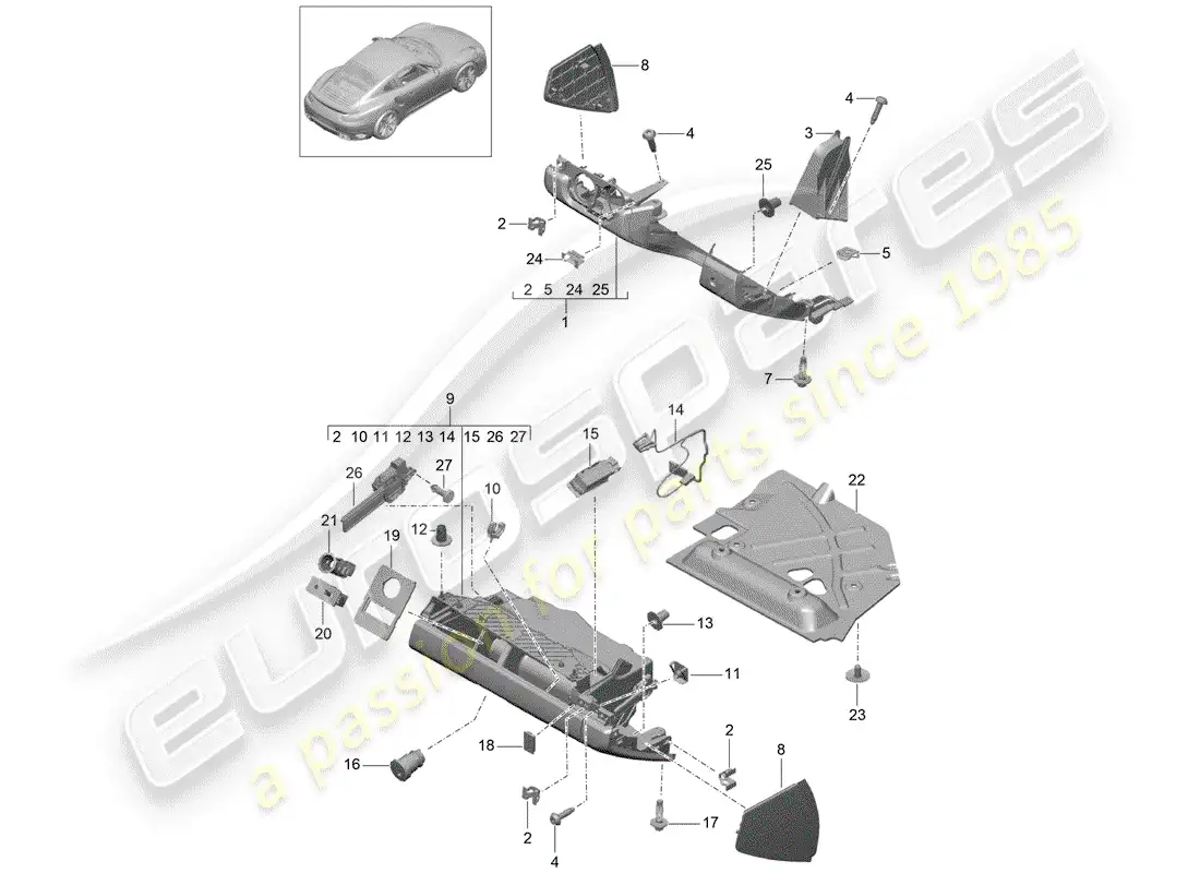 porsche 2017 (991-2 turbo) guantera diagrama de piezas