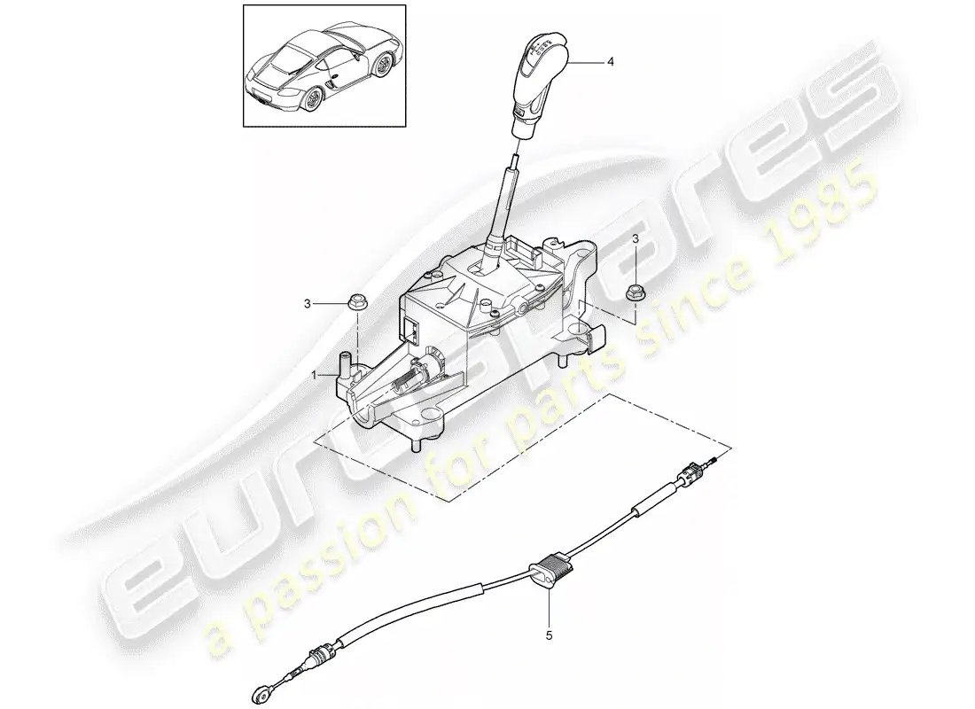 porsche 2011 (987 cayman) palanca selectora diagrama de piezas