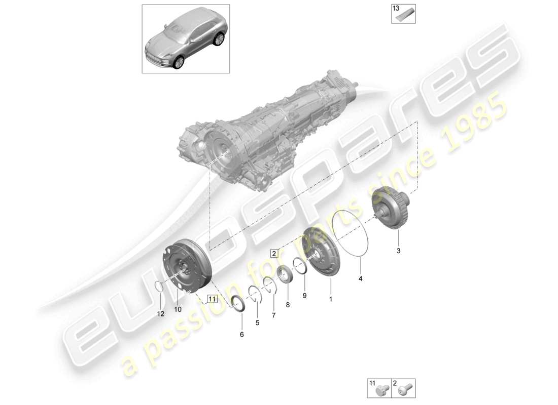 porsche 2021 (macan) diagrama de piezas del volante de inercia de acoplamiento