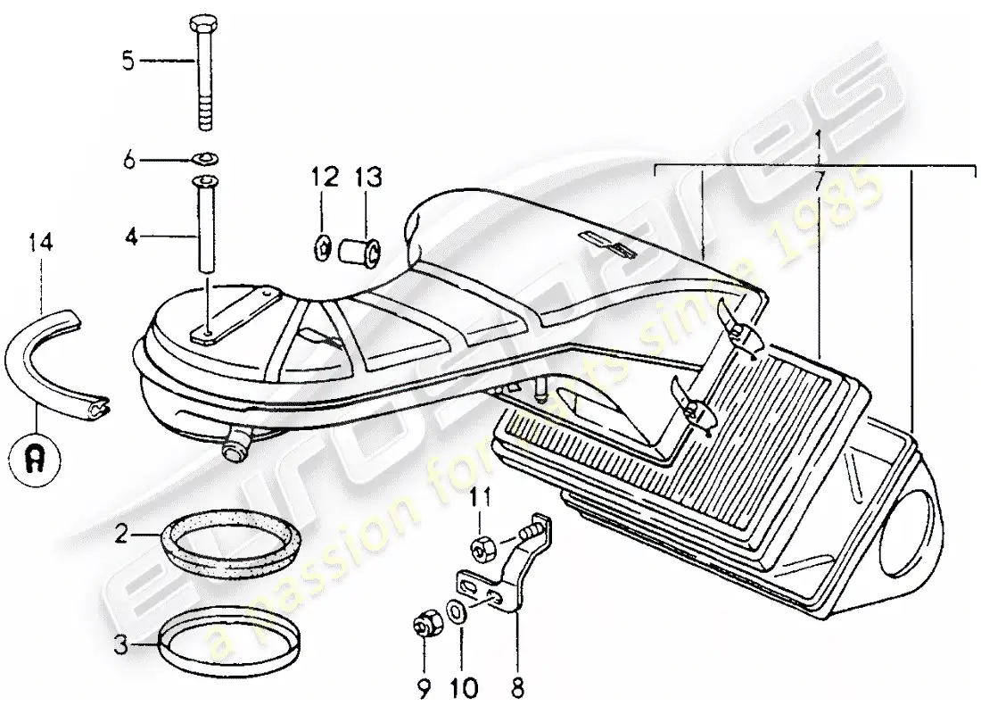 porsche 1990 (964) diagrama de piezas del limpiador de aire