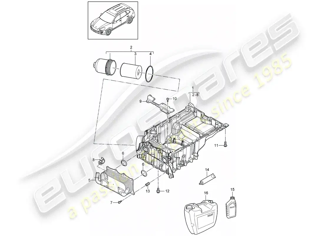 porsche 2011 (cayenne e2 92a) oil-conducting housing diagrama de piezas