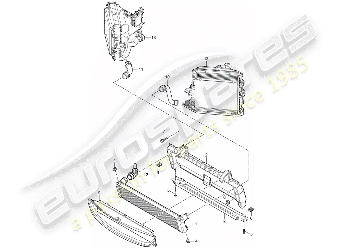 porsche 2009 (997-2 gt3) radiador diagrama de piezas