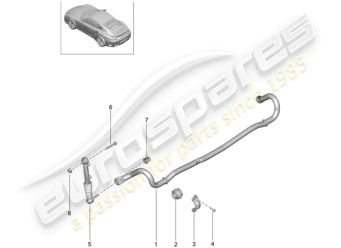 porsche 2017 (991-2 turbo) estabilizador diagrama de piezas