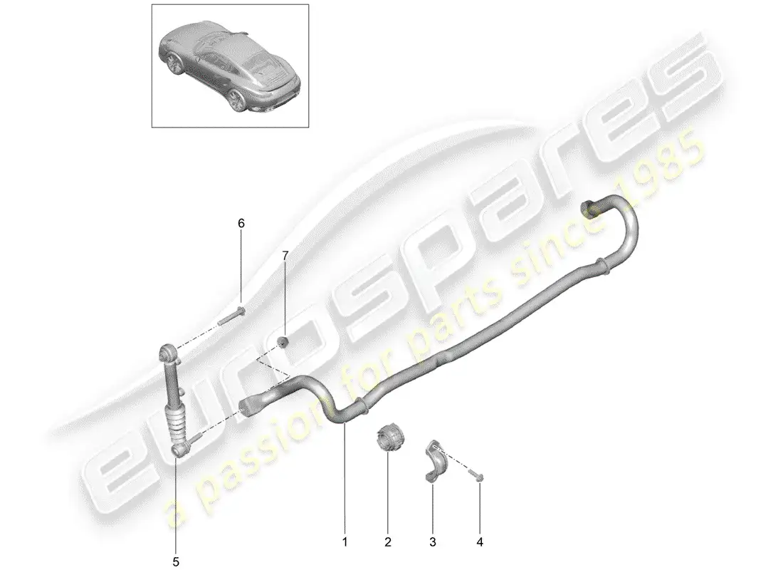 porsche 2017 (991-2 turbo) estabilizador diagrama de piezas