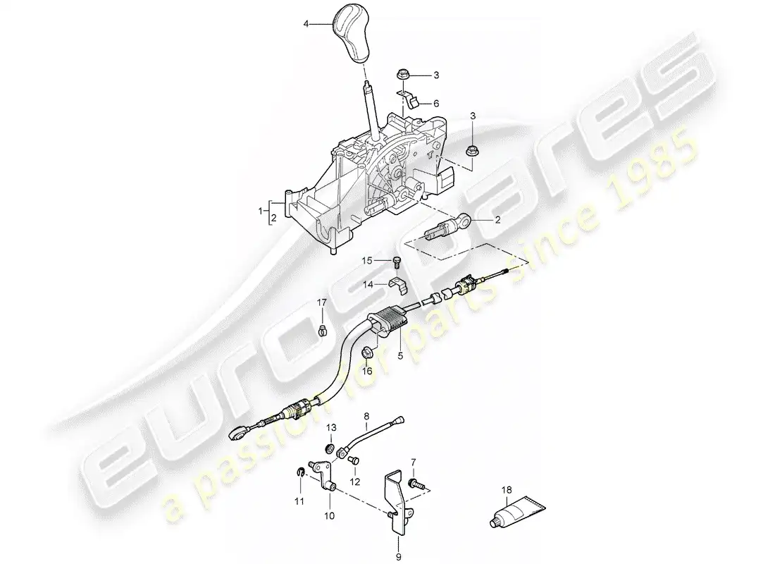 porsche 2008 (987 boxster) palanca selectora diagrama de piezas