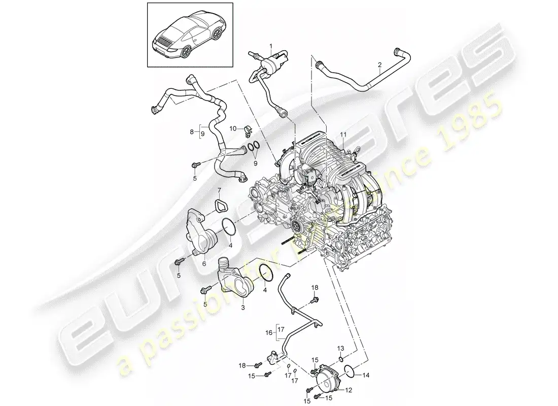 porsche 2010 (997-2) crankcase diagrama de piezas