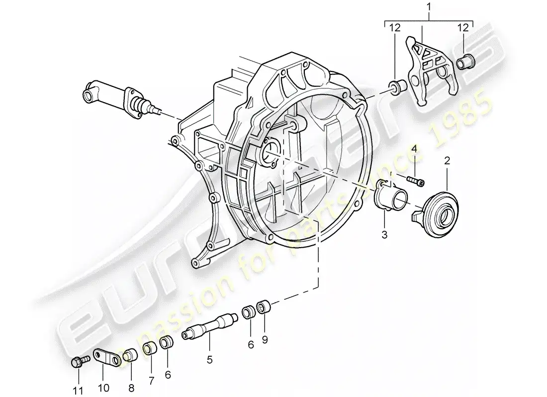 porsche 2010 (997-2 gt3) liberación del embrague diagrama de piezas