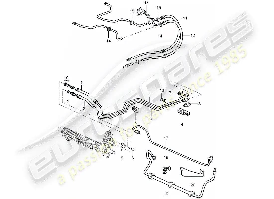 porsche 2005 (987 boxster) dirección asistida diagrama de piezas