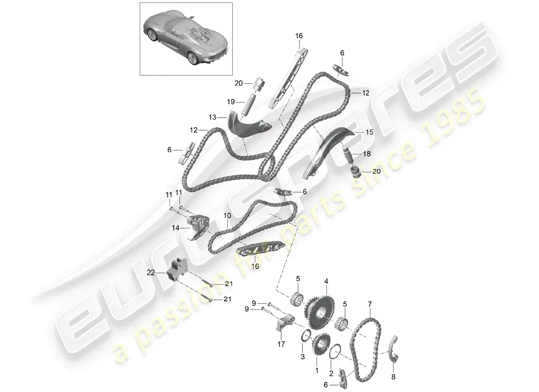 porsche 2015 (918 spyder) control de válvula diagrama de piezas