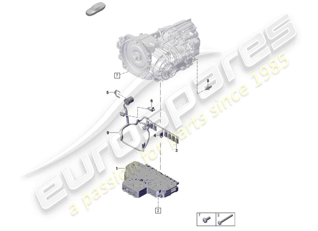 porsche 2021 (992-1 gt3/rs/st) 7-speed caja de cambios de doble embrague - pdk - diagrama de piezas de sensores