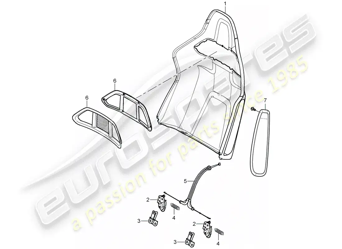 porsche 2007 (997-1) carcasa del respaldo diagrama de piezas