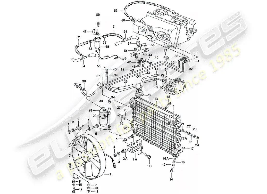 porsche 1982 (928) para - m 573 - líneas - ventilador diagrama de piezas