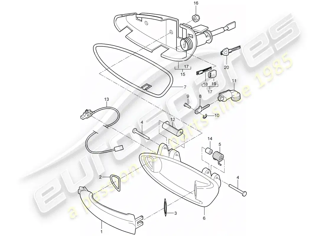 porsche 2010 (997-2) manija de la puerta diagrama de piezas