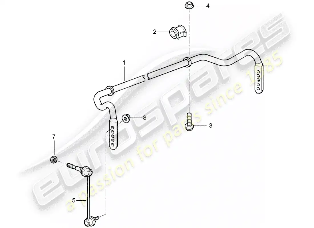 porsche 2008 (997-1 gt3) estabilizador diagrama de piezas
