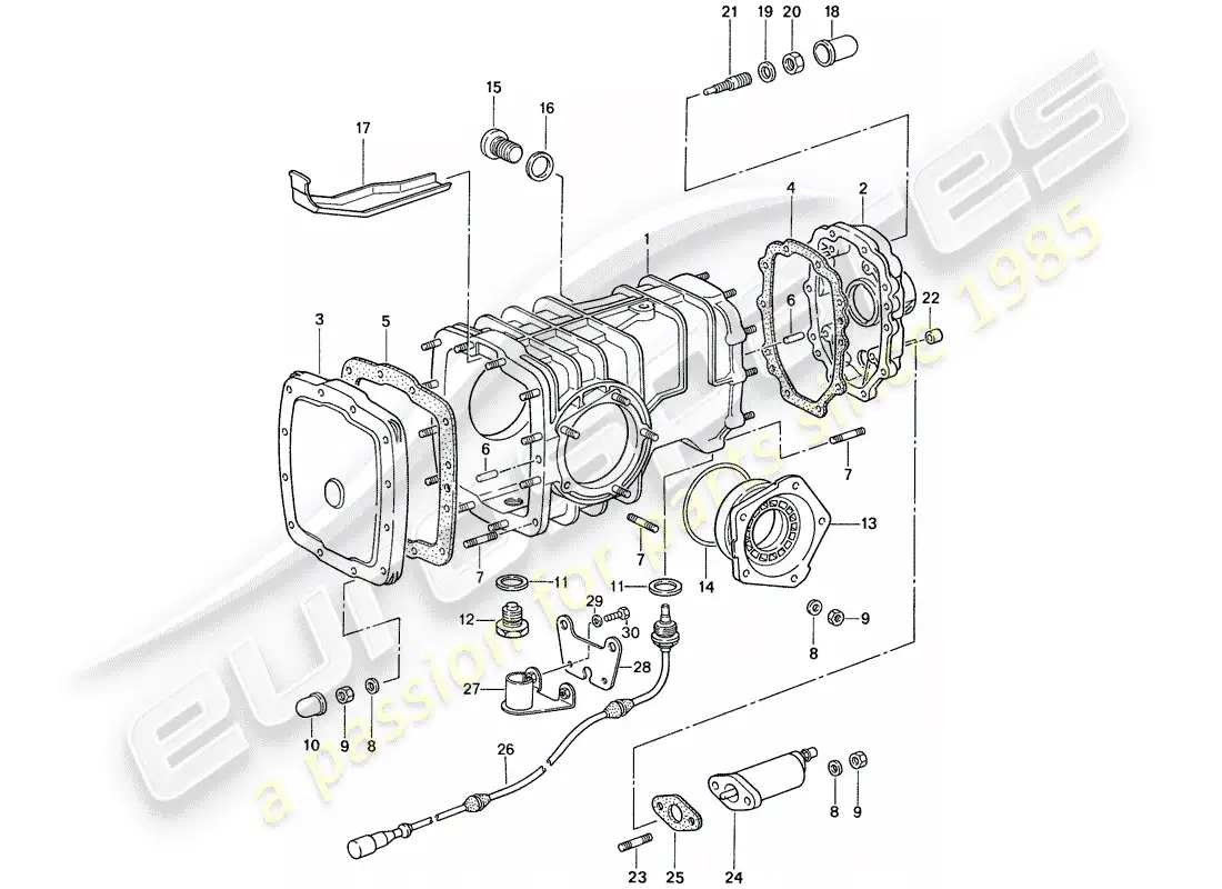 porsche 1988 (959) diferencial del eje delantero diagrama de piezas