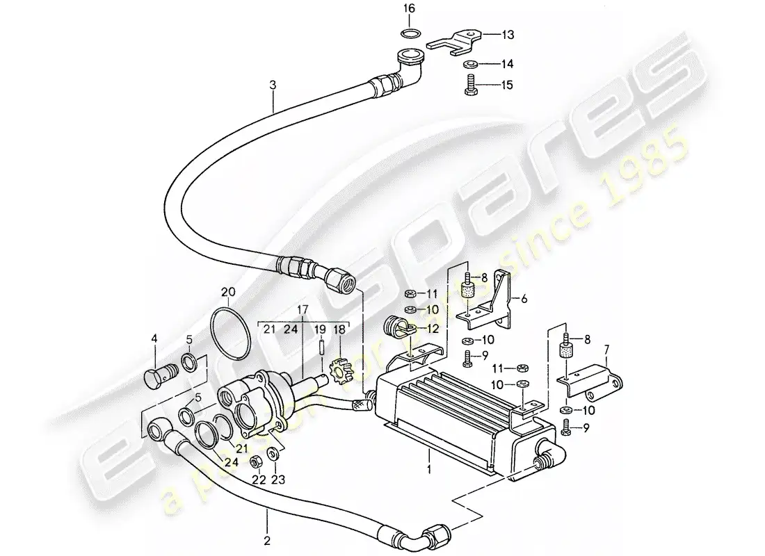porsche 1988 (959) enfriador de aceite de engranajes - bomba de aceite diagrama de piezas