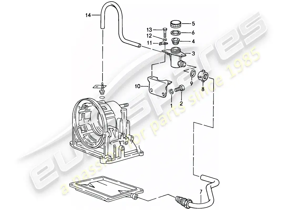 porsche 1986 (944) entrada de aceite - transmisión automática diagrama de piezas
