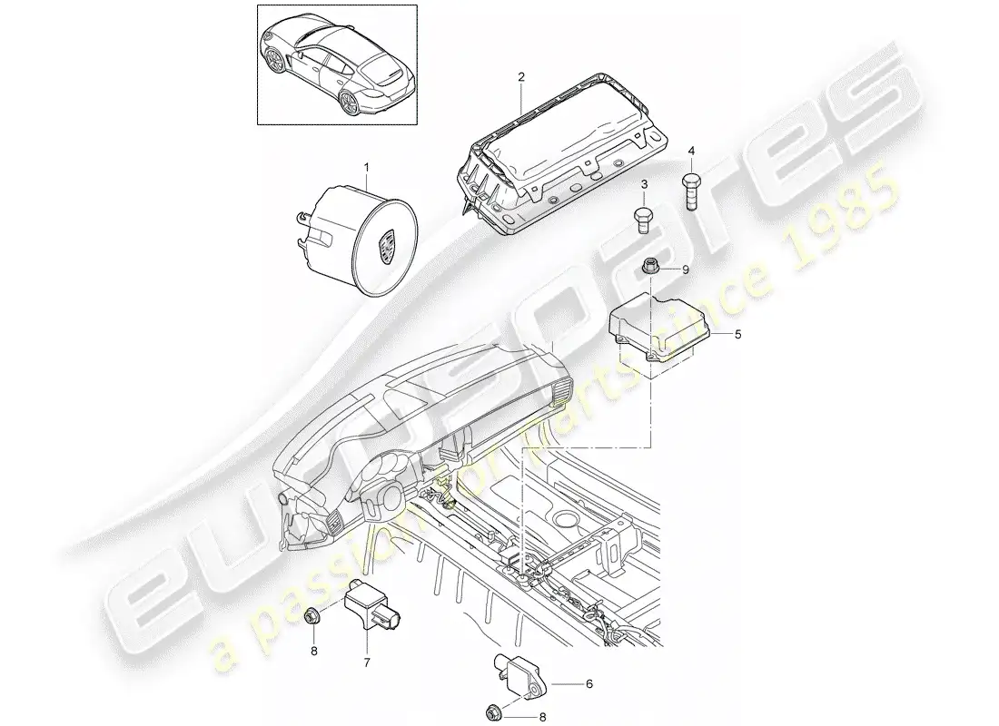 porsche 2016 (panamera 970) bolsa de aire diagrama de piezas