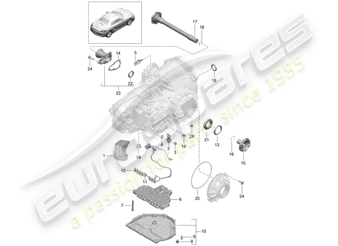 porsche 2013 (981 boxster) - pdk - diagrama de piezas