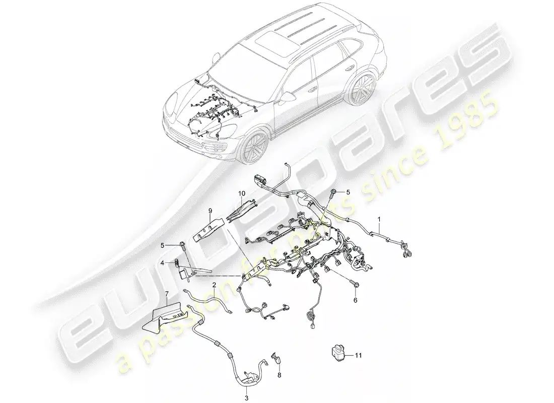 porsche 2016 (cayenne e2 92a) cableando arneses diagrama de piezas