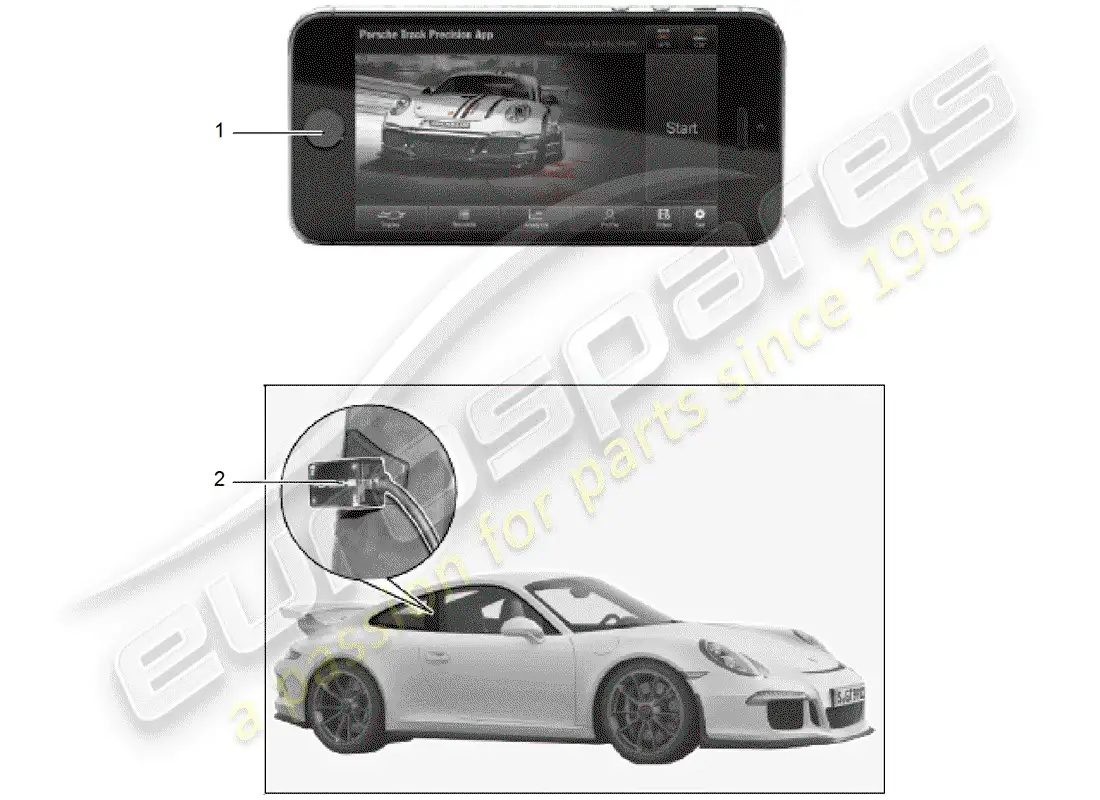 porsche 2012 (tequipment 98x/99x) velocímetro diagrama de piezas