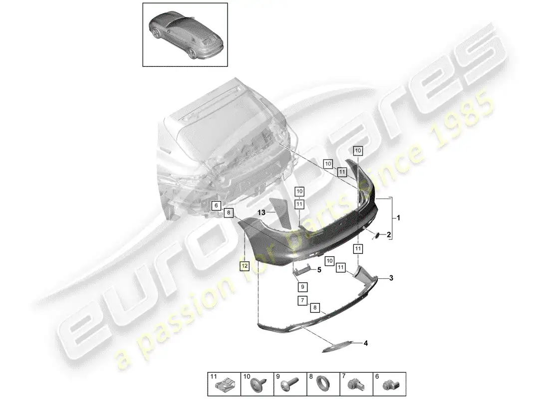 porsche 2020 (panamera 971-1) parachoque diagrama de piezas