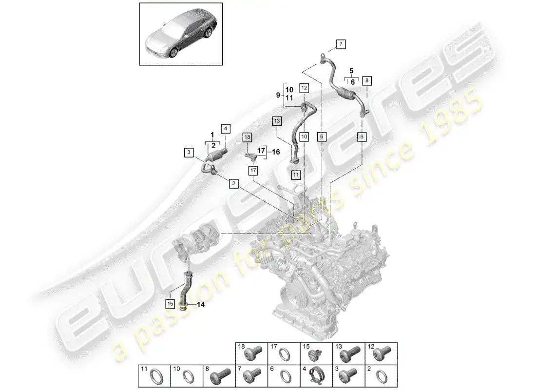 porsche 2017 (panamera 971-1) refrigeración por agua para diagrama de piezas