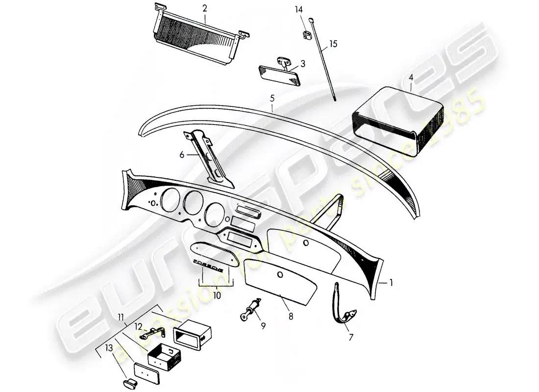 porsche 1950 (356/356a) panel diagrama de piezas