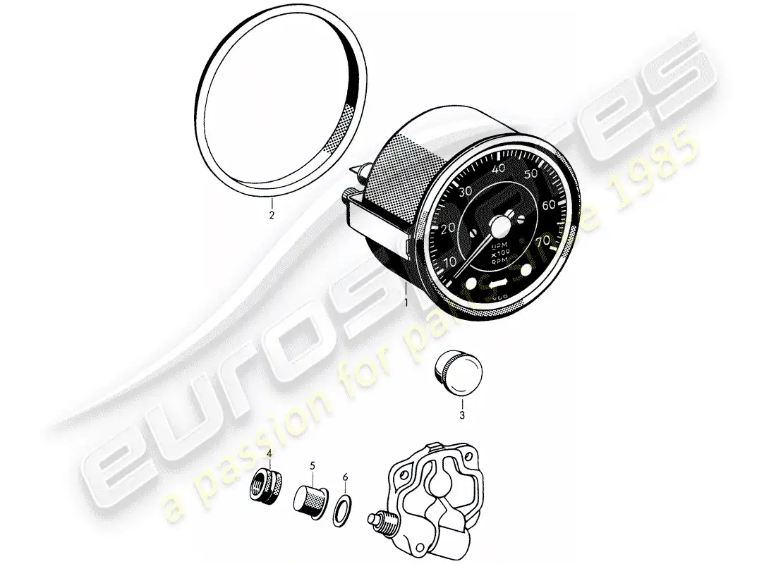 porsche 1961 (356b/356c) tacómetro - eléctrico diagrama de piezas